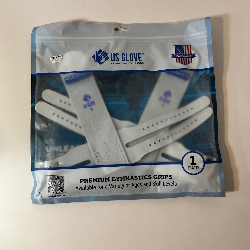 US Glove Premium Gymnastics Grips White Leather Size 2 Made in USA 1‎ Pair